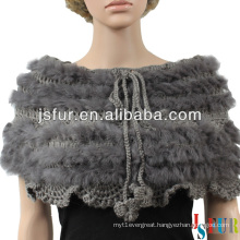 2013 new product elegance real rabbit fur and wool knitted rabbit fur shawl